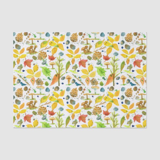 Papier Mousseline Feuilles d'automne aquarelle (Recto)