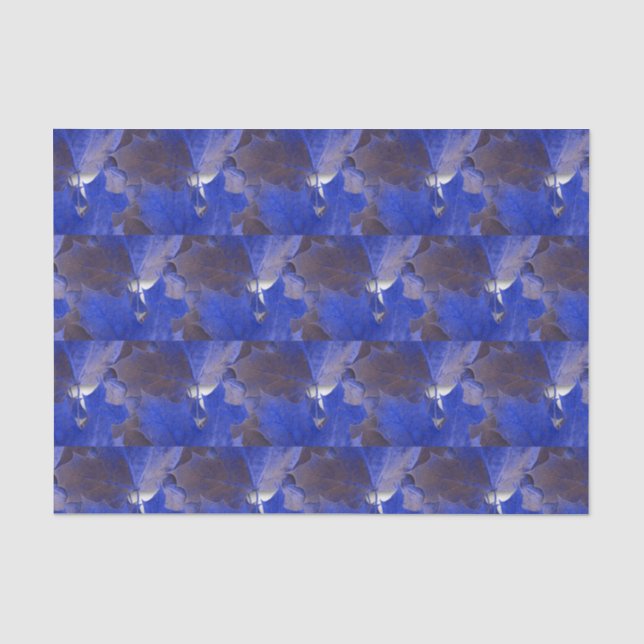Papier Mousseline Feuilles d'automne bleues (Recto)
