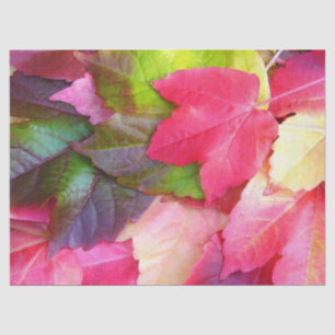 Papier Mousseline Feuilles d'automne brillantes Rouge Vert Or