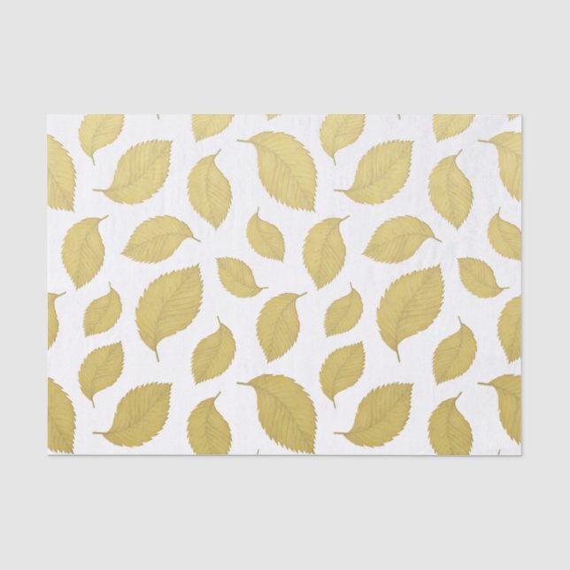 Papier Mousseline FEUILLES D'AUTOMNE D'OR - Papier Tissu (Recto)