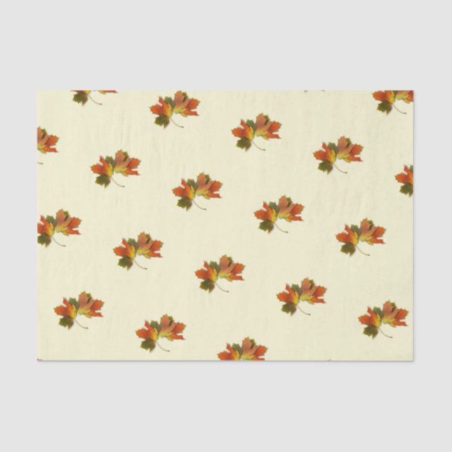Papier Mousseline Feuilles d'automne dorées (Recto)