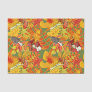 Papier Mousseline Feuilles d'automne et champignons sauvages de la f