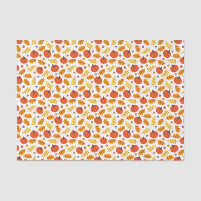 Papier Mousseline Feuilles d'automne et citrouilles (Recto)