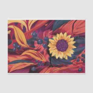 Papier Mousseline Feuilles d'automne et fleurs de jardins d'automne