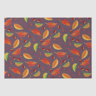 Papier Mousseline Feuilles d'automne Noix châtaignes Motif Élégant a