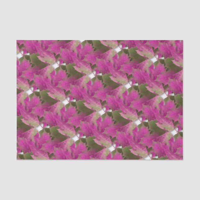Papier Mousseline Feuilles d'automne roses (Recto)
