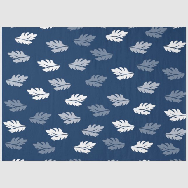 Papier Mousseline Feuilles de la marine Blue Antique Motif (Recto)