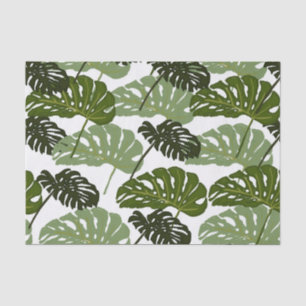 Papier Mousseline Feuilles de Monstère Tropicale Verte