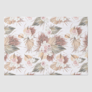 Papier Mousseline Feuilles de palmier séchées élégantes et fleurs tr