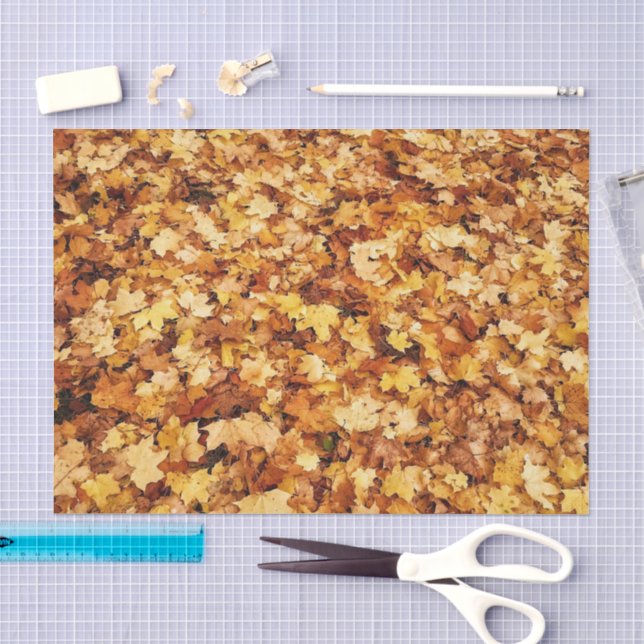 Papier Mousseline Feuilles d'érable jaune or (Artisanat)