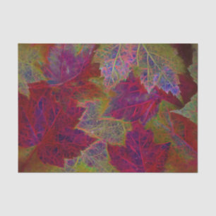 Papier Mousseline Feuilles d'érable néon rouge jaune d'automne