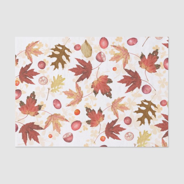 Papier Mousseline Feuilles et baies d'automne Papier de tissus (Recto)