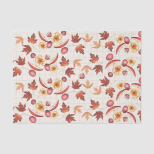 Papier Mousseline Feuilles et canneberges d'automne et d'automne rus