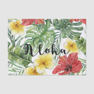 Papier Mousseline Feuilles et fleurs botaniques tropicales Florale A