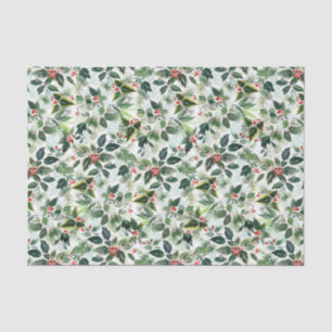 Papier Mousseline Feuilles et fraises d'hiver variés Noël