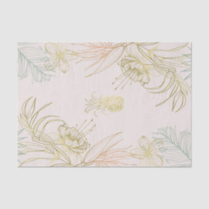 Papier Mousseline Feuilles Florales Botaniques Tropicales Ananas Dor