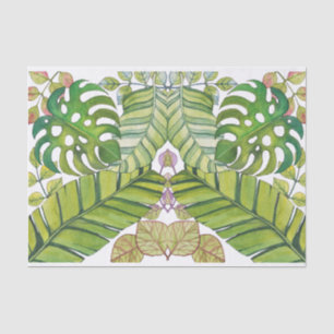 Papier Mousseline Feuilles Tropicaux En Aquarelle