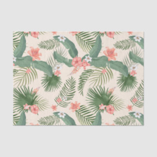 Papier Mousseline Feuilles tropicaux et fleurs Motif de la jungle  