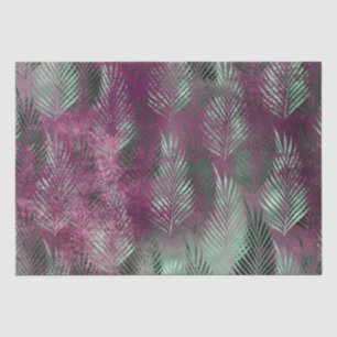 Papier Mousseline Feuilles tropicaux pourpre à la menthe Abstrait