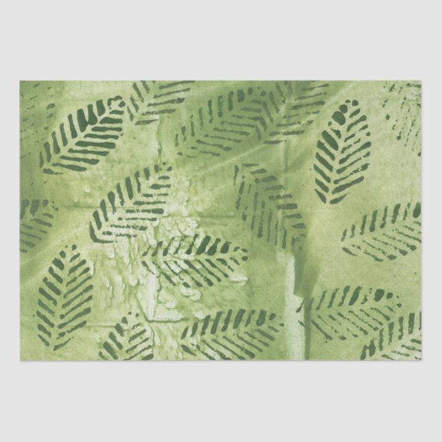 Papier Mousseline Feuilles verts Abstraits (Recto)