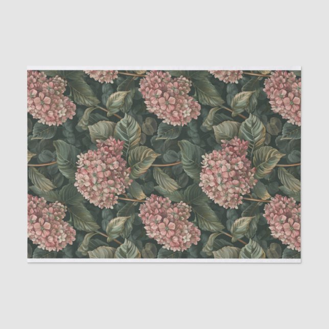 Papier Mousseline Feuilleté vert rose pâle Hydrangea Motif d'art no  (Recto)