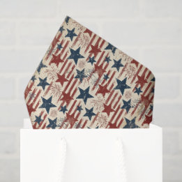 Papier Mousseline Feux d'artifice étoilés du 4 juillet USA Americana
