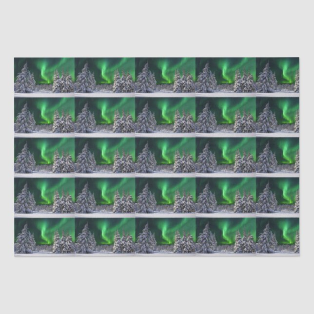 Papier Mousseline Feux nordiques en hiver (Recto)