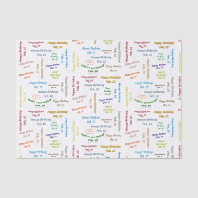 Papier Mousseline Février, 10 Anniversaire Tissue Paper (Recto)