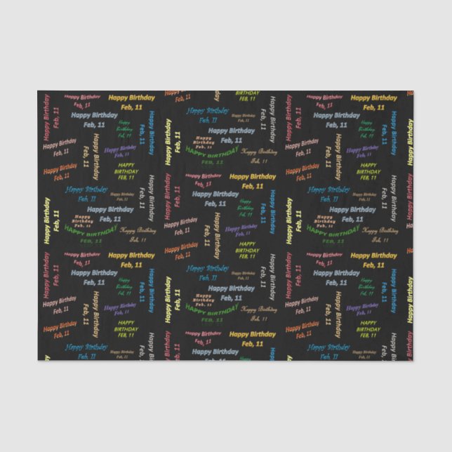 Papier Mousseline Février, 11 Anniversaire Tissue Paper (Recto)