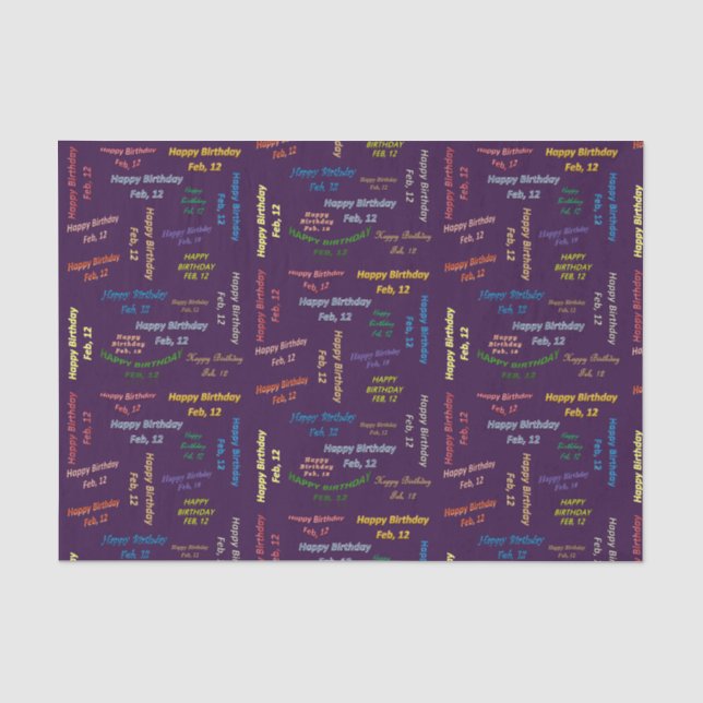Papier Mousseline Février, 12 Anniversaire Tissue Paper (Recto)