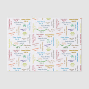 Papier Mousseline Février, 14 Anniversaire Tissue Paper