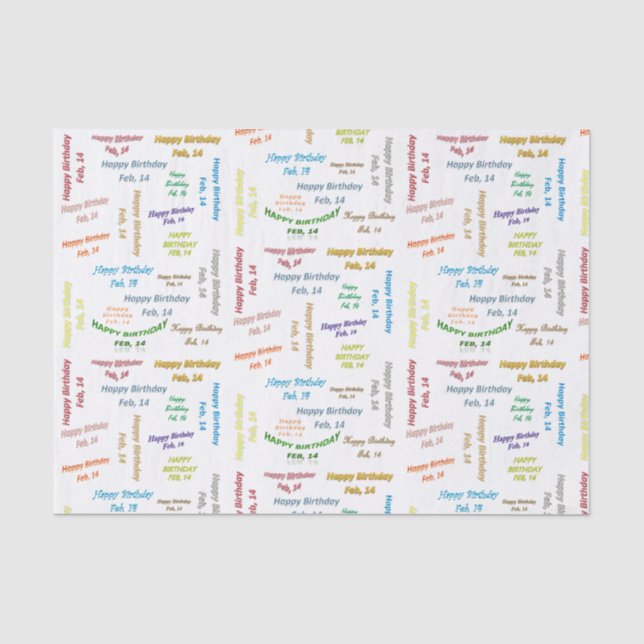 Papier Mousseline Février, 14 Anniversaire Tissue Paper (Recto)