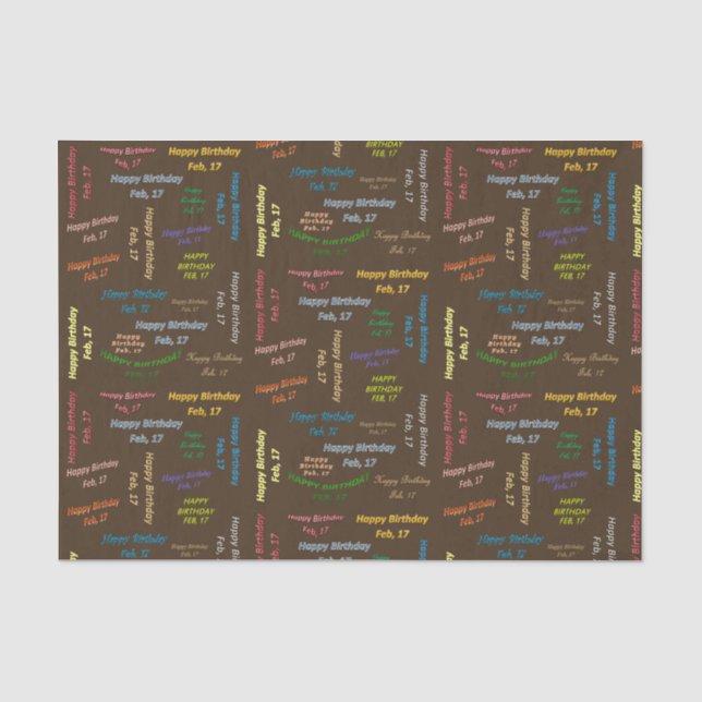 Papier Mousseline Février, 17 Anniversaire Tissue Paper (Recto)