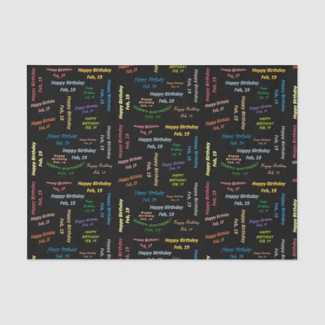Papier Mousseline Février, 19 Anniversaire Tissue Paper (Recto)