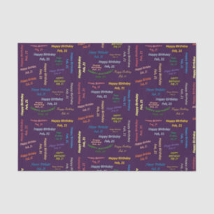 Papier Mousseline Février, 21 Anniversaire Tissue Paper