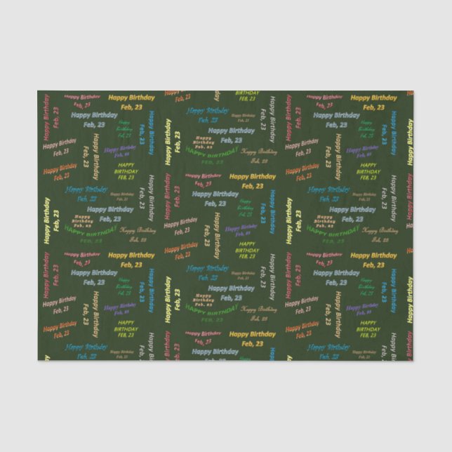 Papier Mousseline Février, 23 Anniversaire Tissue Paper (Recto)