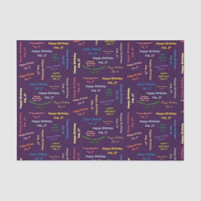 Papier Mousseline Février, 27 Anniversaire Tissue Paper (Recto)