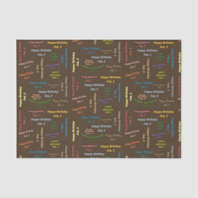 Papier Mousseline Février 3 Anniversaire Tissue Paper (Recto)