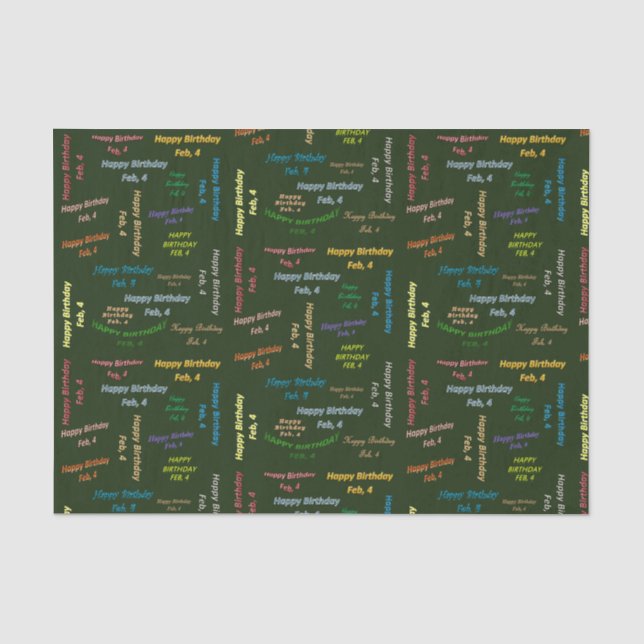 Papier Mousseline Février, 4 Anniversaire Tissue Paper (Recto)