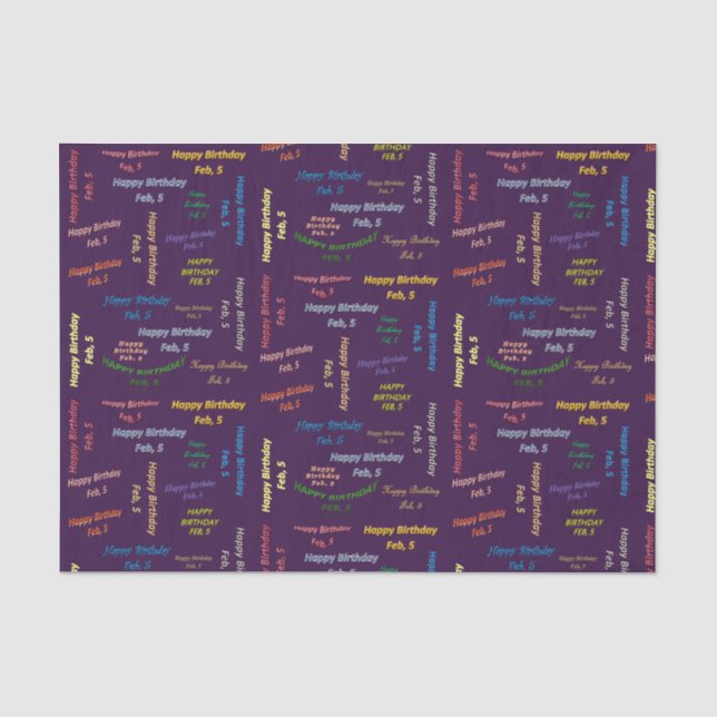 Papier Mousseline Février 5 Anniversaire Tissue Paper (Recto)
