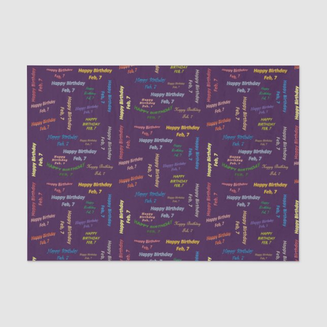 Papier Mousseline Février 7 Anniversaire Tissue Paper (Recto)
