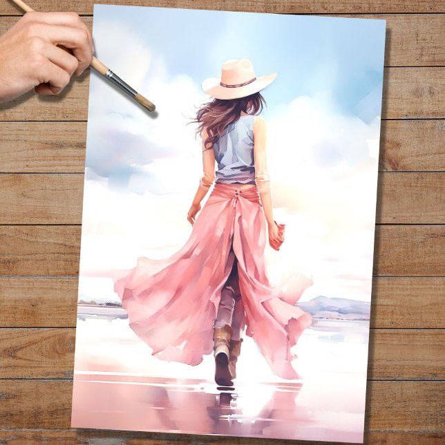 Papier Mousseline Fille à la plage 3 papier découpage (Créateur téléchargé)