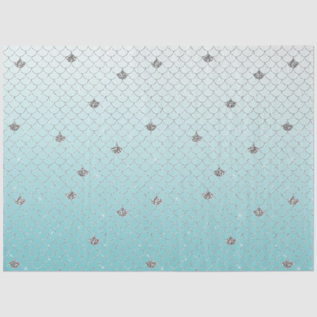 Papier Mousseline Fille Aqua Parties scintillant Argent Étincelle Si (Recto)