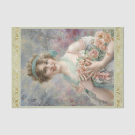 Papier Mousseline Fille avec roses par Emile Vernon, Decoupage