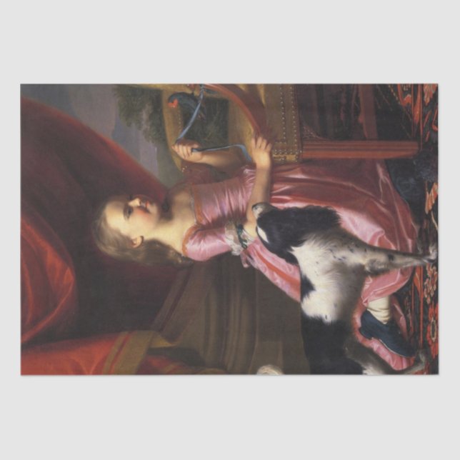 Papier Mousseline Fille avec un oiseau et un chien (John Singleton C (Recto)
