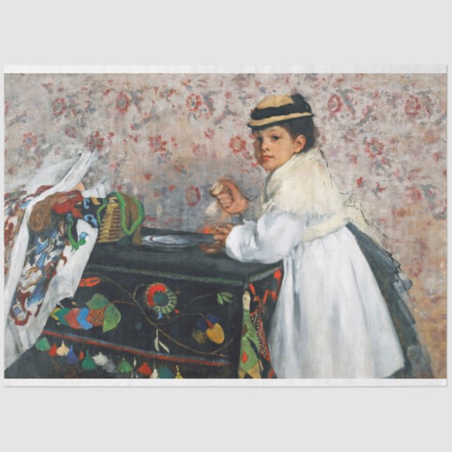 Papier Mousseline Fille dans un Casquette, Edgar Degas (Recto)