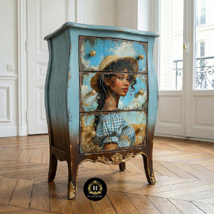 Papier Mousseline Fille de la prairie à carreaux bleus Découpage de
