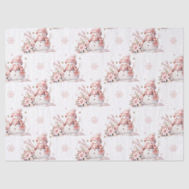 Papier Mousseline Fille de neige rose de Noël Poinsettia (Recto)