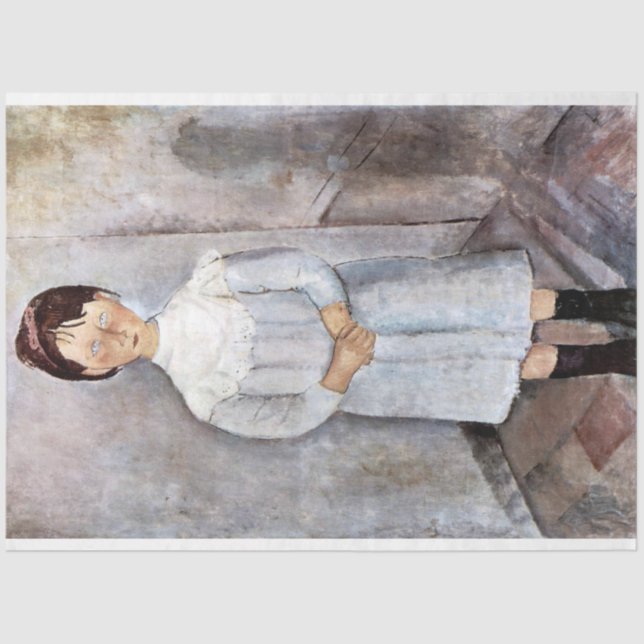 Papier Mousseline Fille en bleu, Modigliani (Recto)
