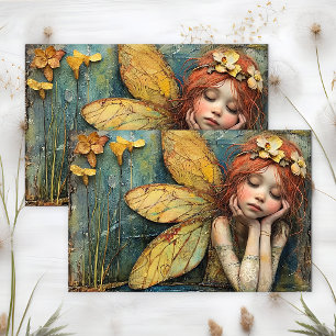 PAPIER MOUSSELINE FILLE FÉE DE L'ÉTANG DE LILY DECOUPAGE